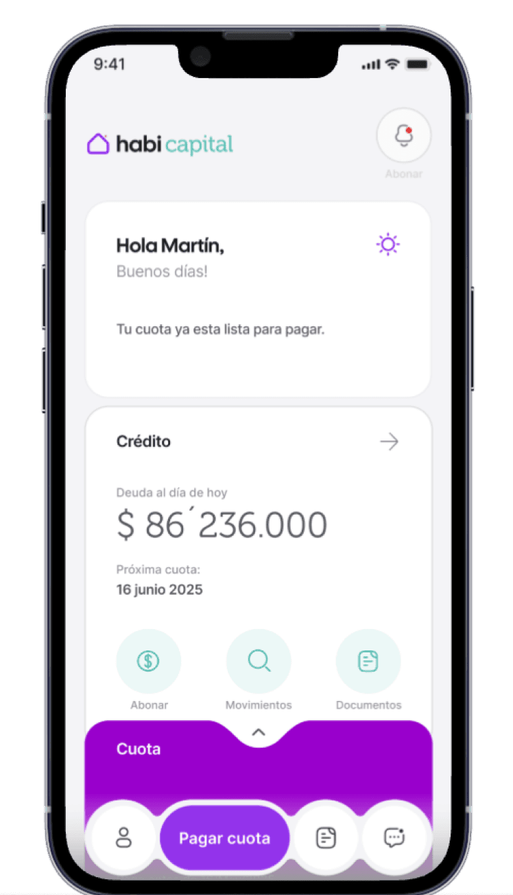 iPhone mostrando la app de Habi Capital