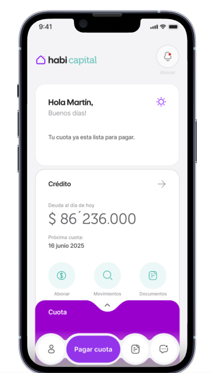 iPhone mostrando la app de Habi Capital